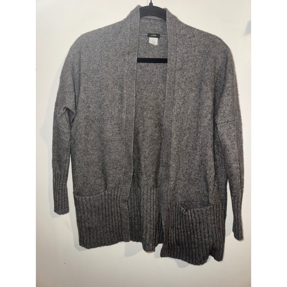 J.Crew Gray Wool Cashmere Blend Open Front Cardigan Sweater Small Office